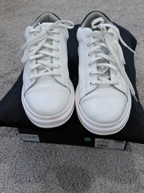 Karl Lagerfeld White Leather Sneakers with Black Logo Detail